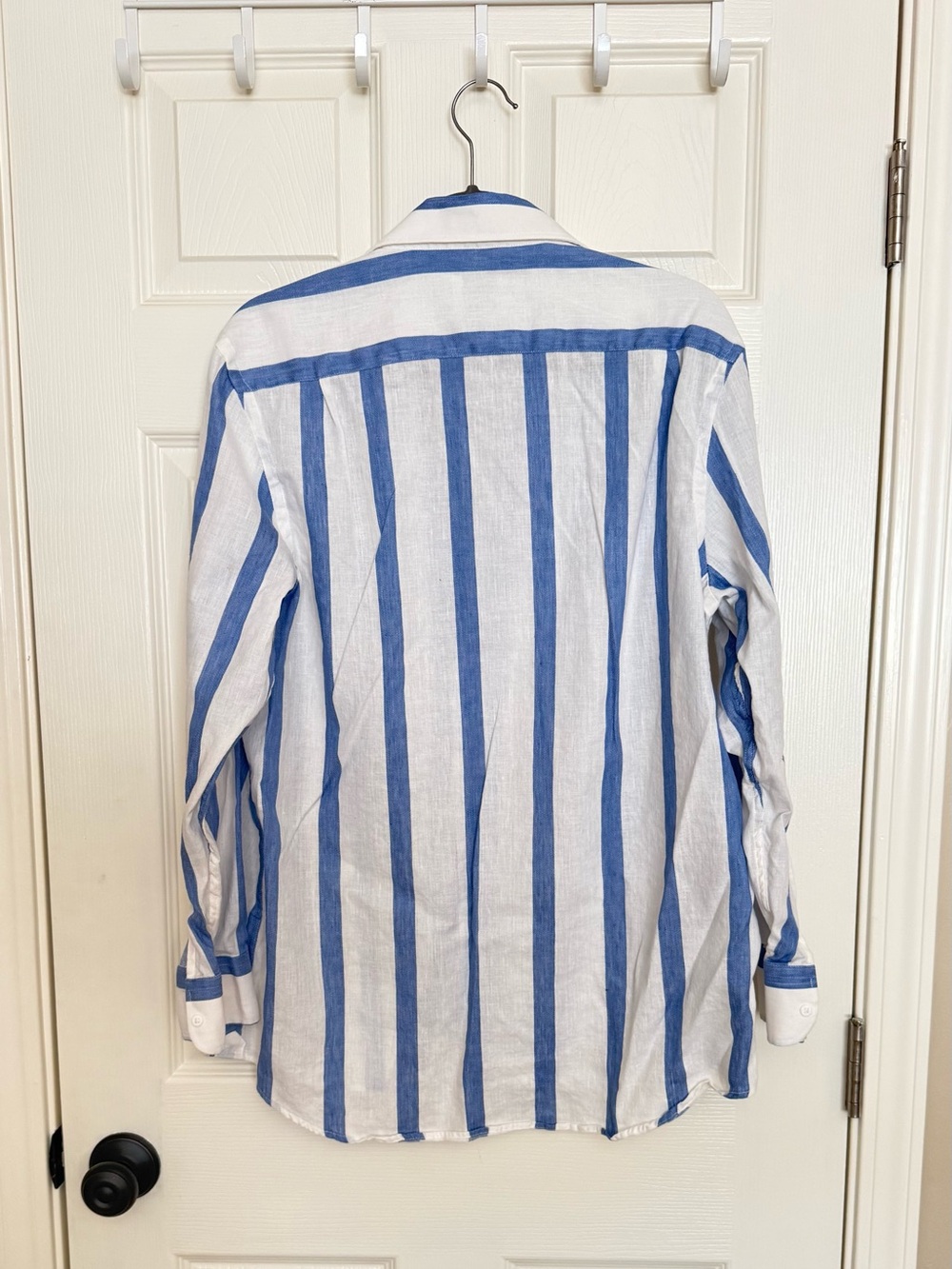 With Nothing Underneath The Boyfriend Stripe Linen Cotton Shirt — image 6 of 8